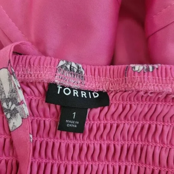 Torrid overlap pink‎ floral gin fizz top corset style tank straps festival - Picture 7 of 11